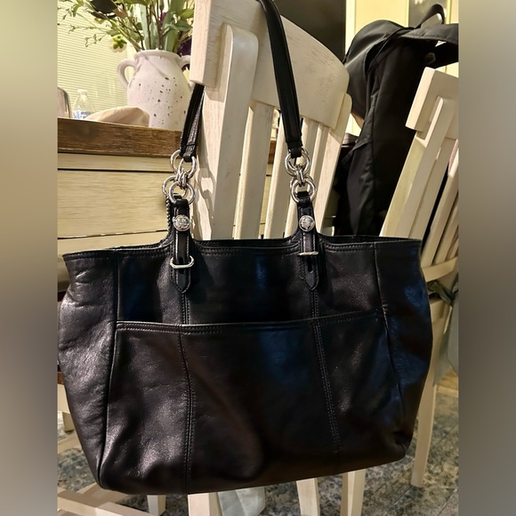 Coach Leather Mia Handbag.  Black With Purple Lining. E1082-15740. - Picture 2 of 14